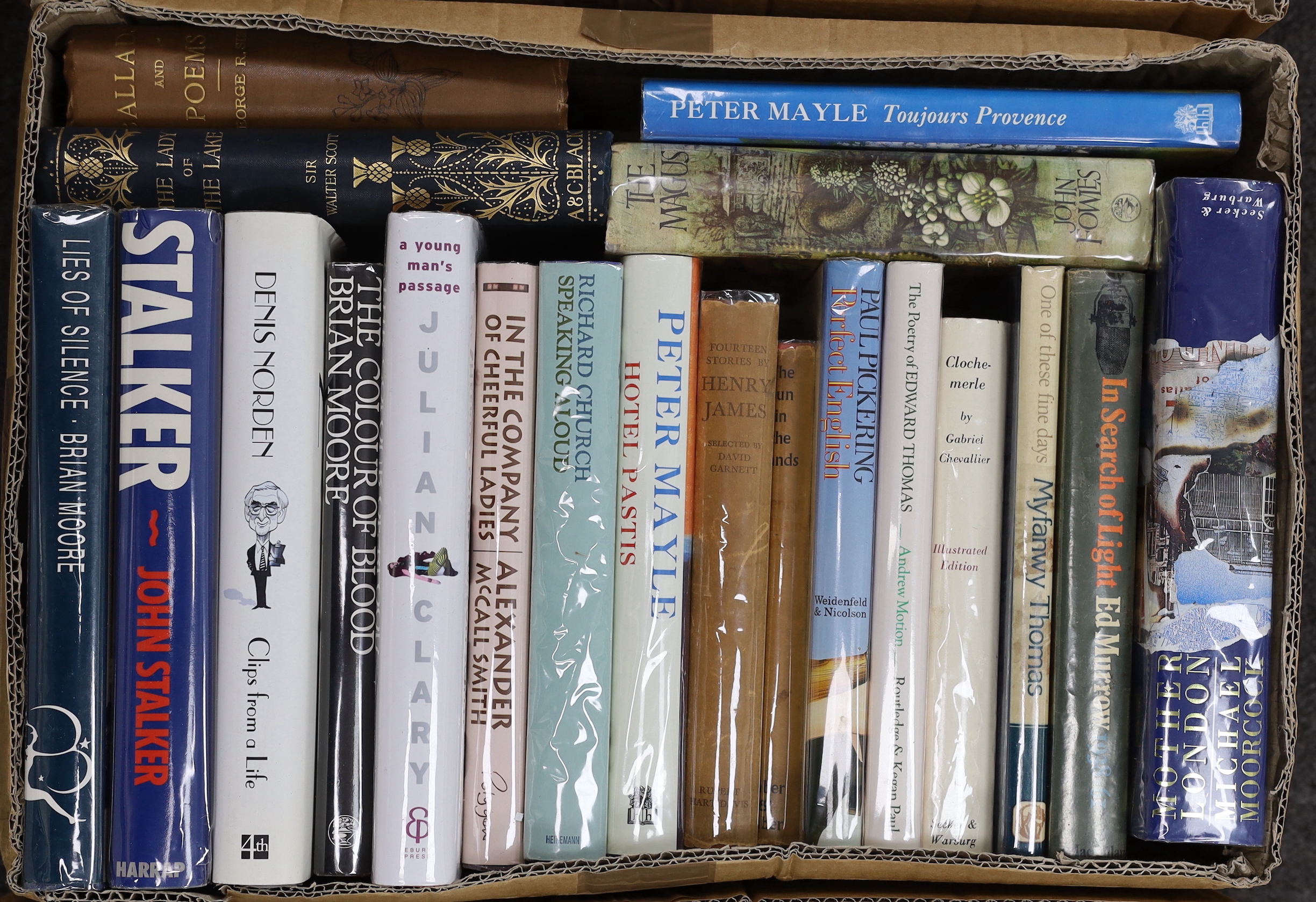 A large collection of modern first editions and literature, including books by Jeffrey Archer, John Braine, Richard Burns, J. M. Coetze, Michael Dibdin, John Fowles, Graham Greene, Joseph Heller, Peter Mayle, V. S. Naipa
